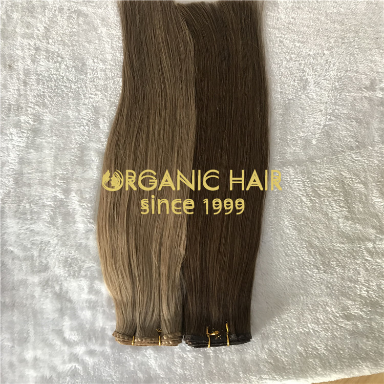 Full cuticle hybrid flat wefts hair extensions H152